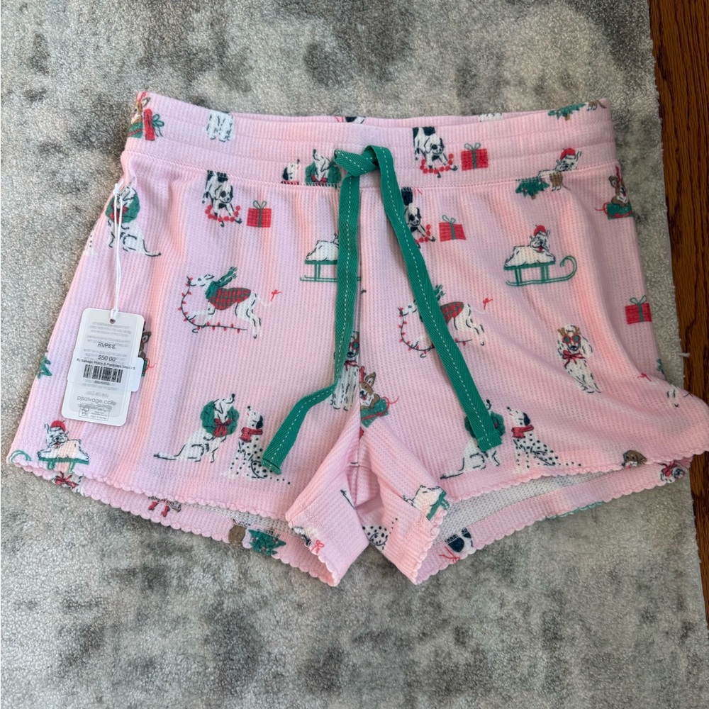 Christmas P.J. Salvage Pink Festive Shorts with Green Accents
